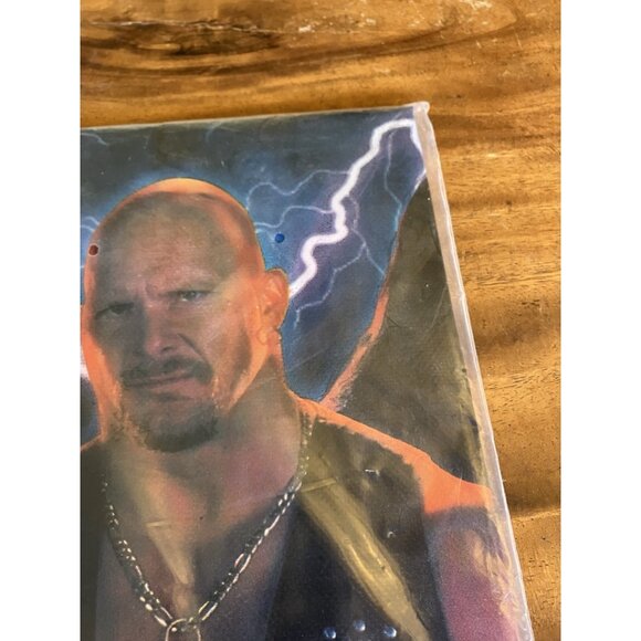 Vintage WWF Plastic Table cover Tablecloth Undertaker Steve Austin The Rock - Picture 3 of 13